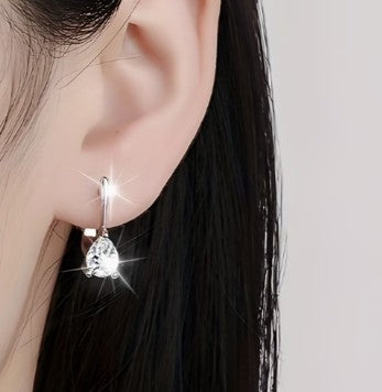 S925 Sterling Silver Teardrop Zirconia Earrings