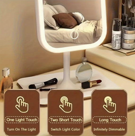 LED Makeup Mirror – Portable Folding Vanity Mirror with Lights & USB Recharge
