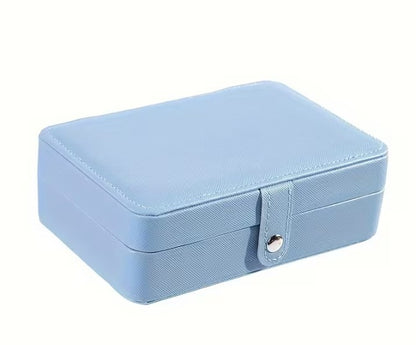 Double-Layer Jewellery Box – PU Cross-Grain & Beaded Velvet Interior