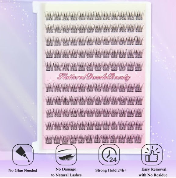 120-Piece False Eyelash Kit – Natural C-Curve Cluster Lashes | Self Adhesive, 10-12mm