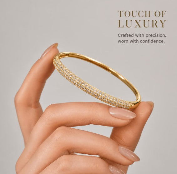 Full Pavé Bangle | 18K Gold-Plated Luxury Cuff