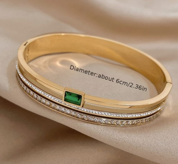 Luxury 18K Gold-Plated Cuff Bangle | Waterproof Stainless Steel Bracelet