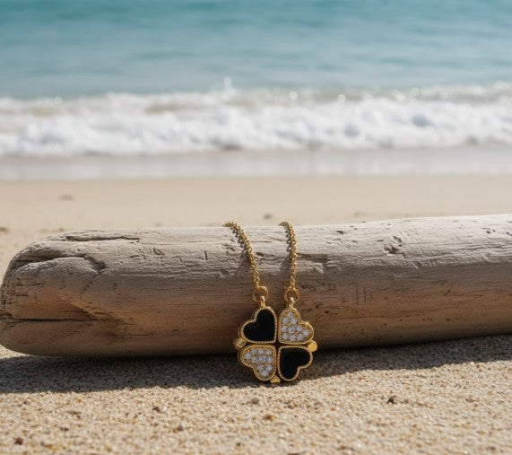 Titanium Steel 18K Gold Plated Synthetic Zirconia Dual-Purpose Necklace
