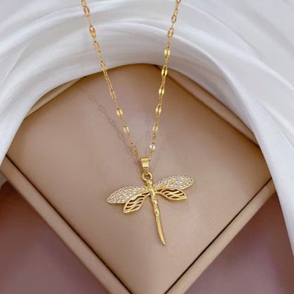 Dragonfly Pendant Necklace | 18K Gold-Plated