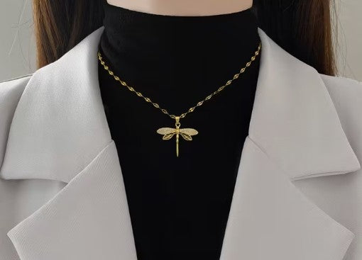 Dragonfly Pendant Necklace | 18K Gold-Plated