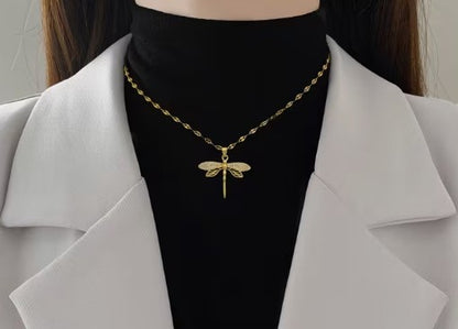 Dragonfly Pendant Necklace | 18K Gold-Plated