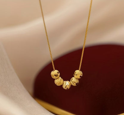 Five-Bead Necklace | 18k gold plated, Stainless Steel