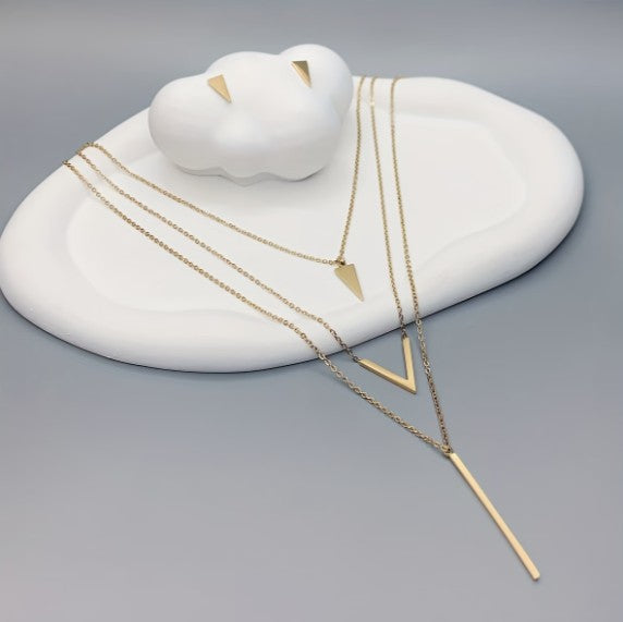 Geometric 3 piece Necklace & Earring Set