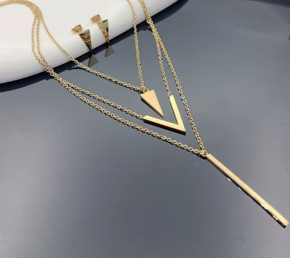 Geometric 3 piece Necklace & Earring Set