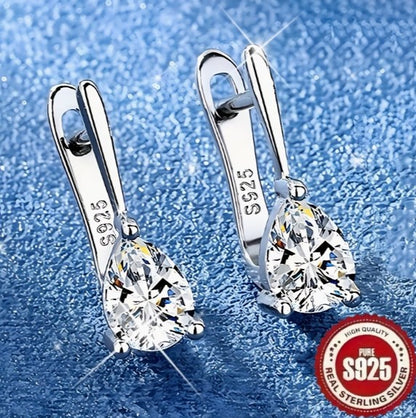 S925 Sterling Silver Teardrop Zirconia Earrings