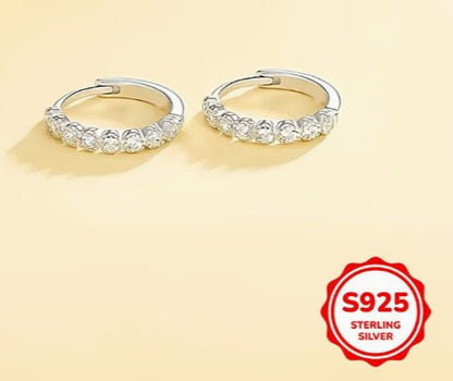 S925 Sterling Silver Round Zirconia Earrings