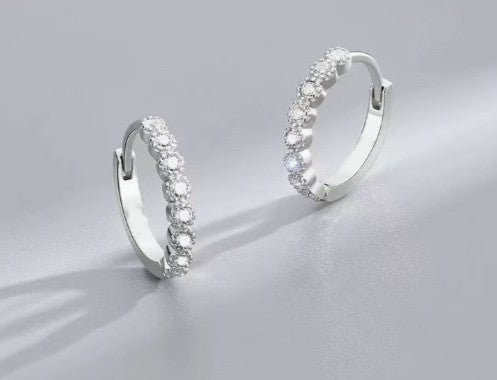 S925 Sterling Silver Round Zirconia Earrings