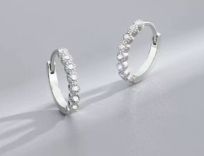 S925 Sterling Silver Round Zirconia Earrings