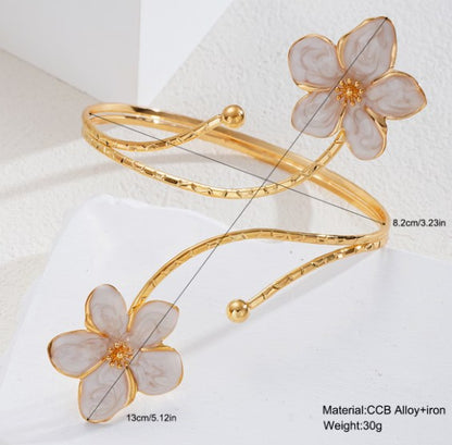 Arm Cuff | Double Flower Bamboo Knot Open Bangle Cuff
