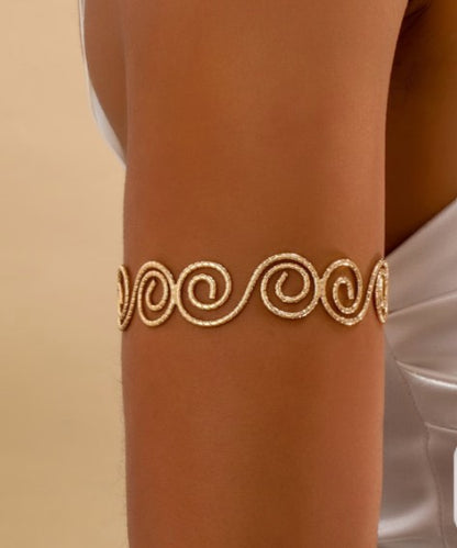 Gold Hollow Spiral Open Upper Arm Cuff