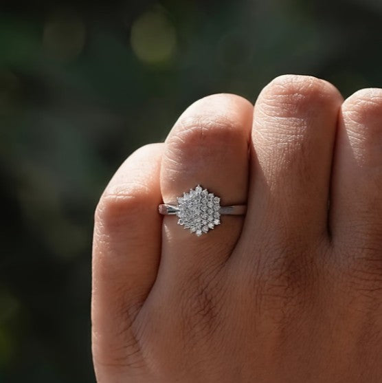 Snowflake CZ Ring | Sterling Silver Plated Stanless Steel