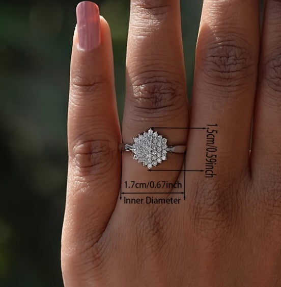 Snowflake CZ Ring | Sterling Silver Plated Stanless Steel