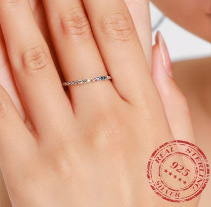 Vintage Colourful Stacking Ring |925 Silver and CZ Stacking Ring