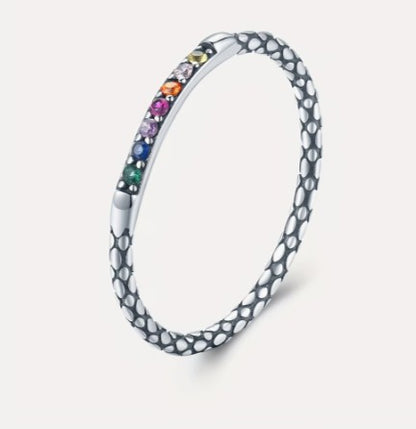 Vintage Colourful Stacking Ring |925 Silver and CZ Stacking Ring