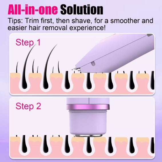 Women's 2-in-1 Electric Bikini Trimmer & Shaver – Waterproof, 400mAh USB Rechargeable