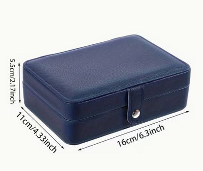 Double-Layer Jewellery Box – PU Cross-Grain & Beaded Velvet Interior