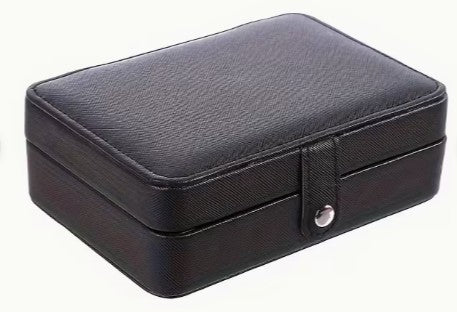Double-Layer Jewellery Box – PU Cross-Grain & Beaded Velvet Interior