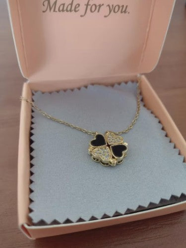 Titanium Steel 18K Gold Plated Synthetic Zirconia Dual-Purpose Necklace