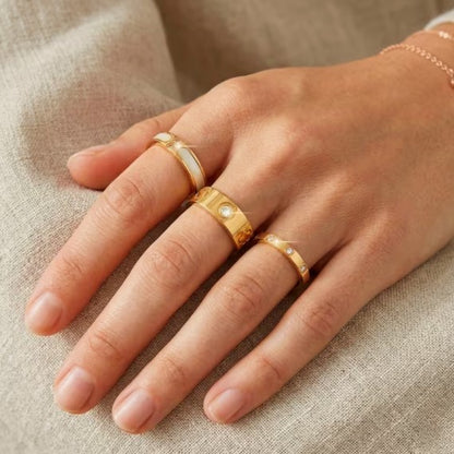 Trilogy rings | Stainless steel & 14k gold plated