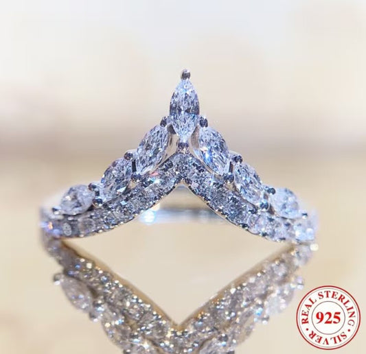 V-Shape Marquise CZ Ring | 925 Silver