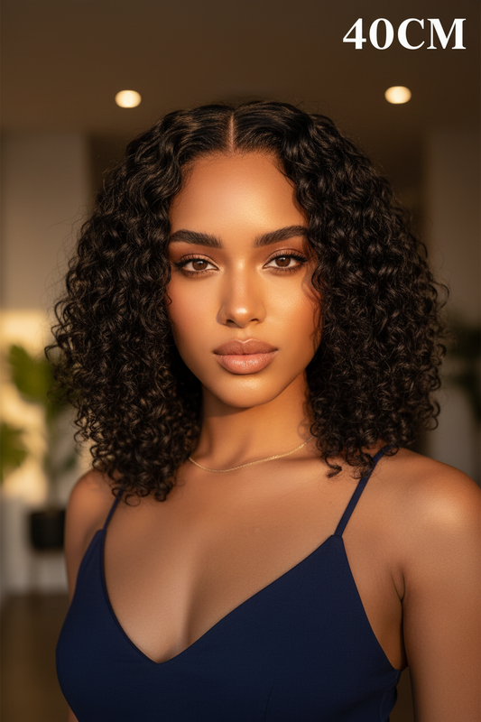 Curly Bob Wig – Navy Blue Top, 40CM