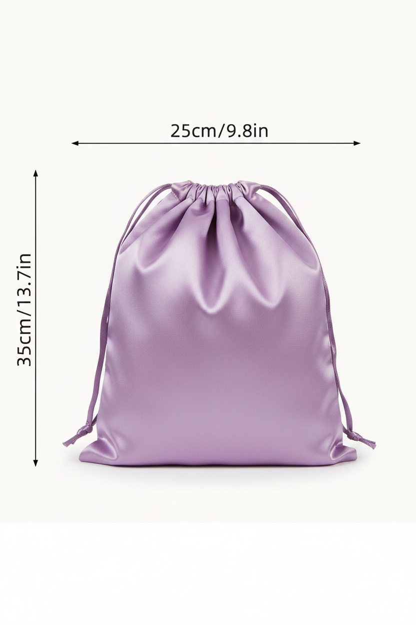 Lilac Silk Satin Drawstring Bag