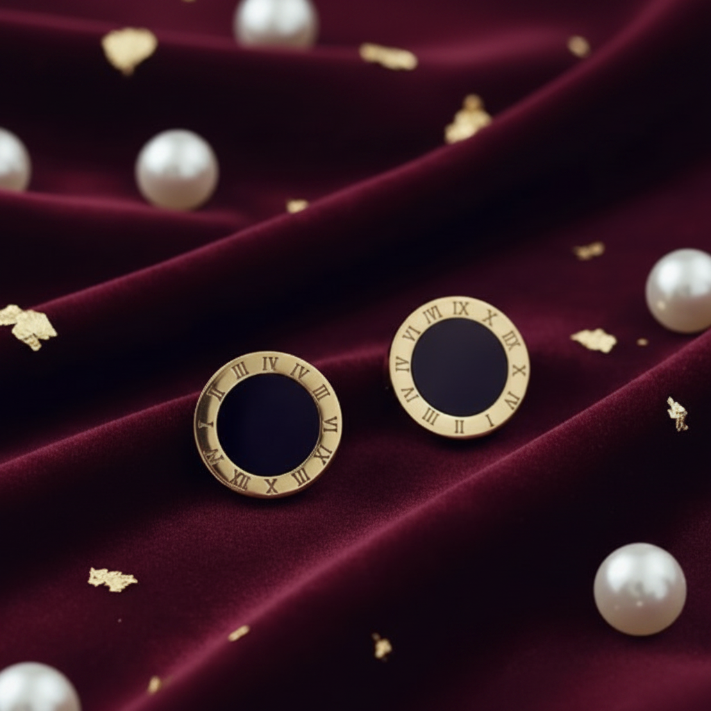 Roman Numeral Earrings - Premium Flat Lay