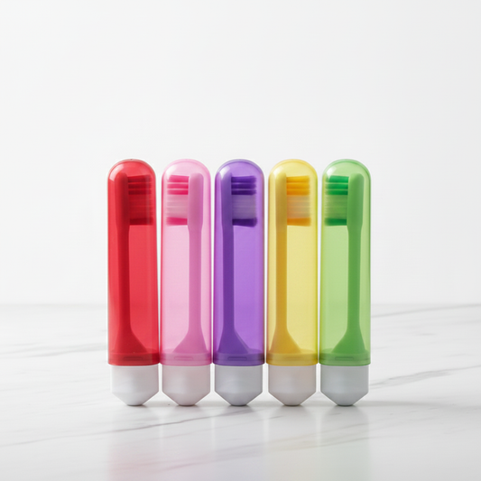 Travel Toothbrush Set - Red Pink Purple Yellow Green